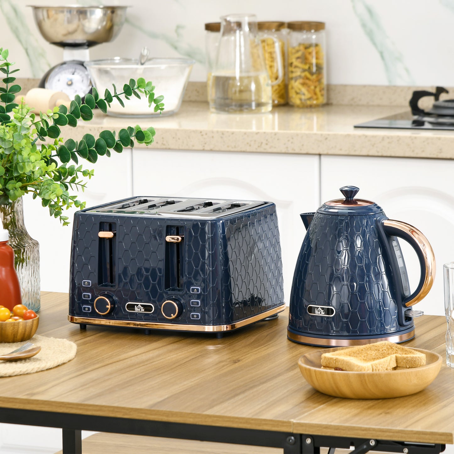 Kettle and Toaster Set, 1.7L 3000W Fast Boil Jug Kettle with Auto Shut Off