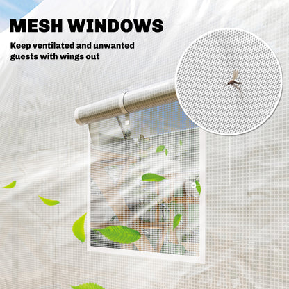 3.5 x 2 x 2 m Polytunnel Greenhouse, Walk-in Green House for Garden with Mesh Windows, Galvanised Steel Frame, White