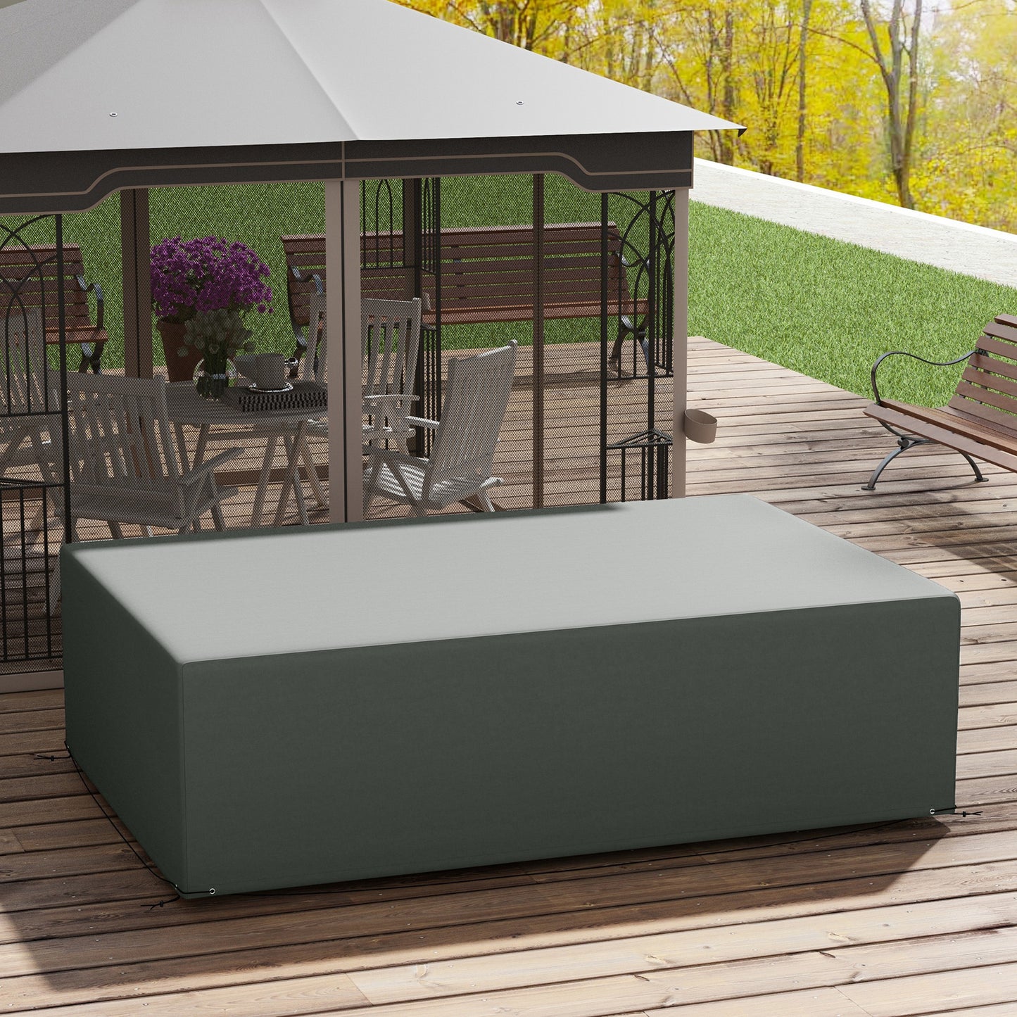 Outdoor Garden Furniture Cover Waterproof, Anti-UV 600D Heavy Duty Oxford Fabric Patio Furniture Cover for Rectangular Sofa T