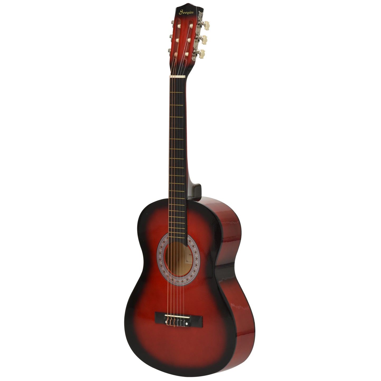 36" 3/4 Beginner Acoustic Guitar Set, with Protective Case, Red