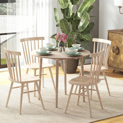 Folding Dining Table for 4, Round Drop Leaf Table, Modern Space Saving Small Kitchen Table with Wood Legs for Dining Room