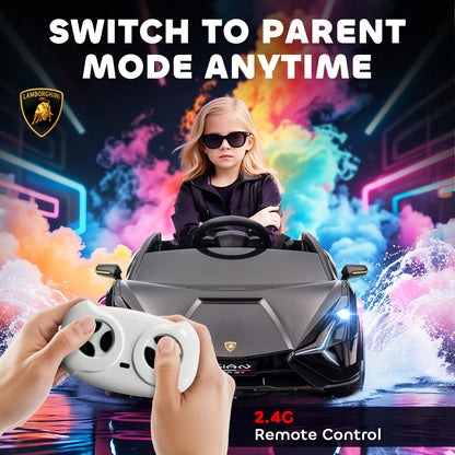 Lamborghini Sian Licensed Electric Car for Kids, 12V Kids Electric Ride on Car with Dual Motors, Remote Control, Black