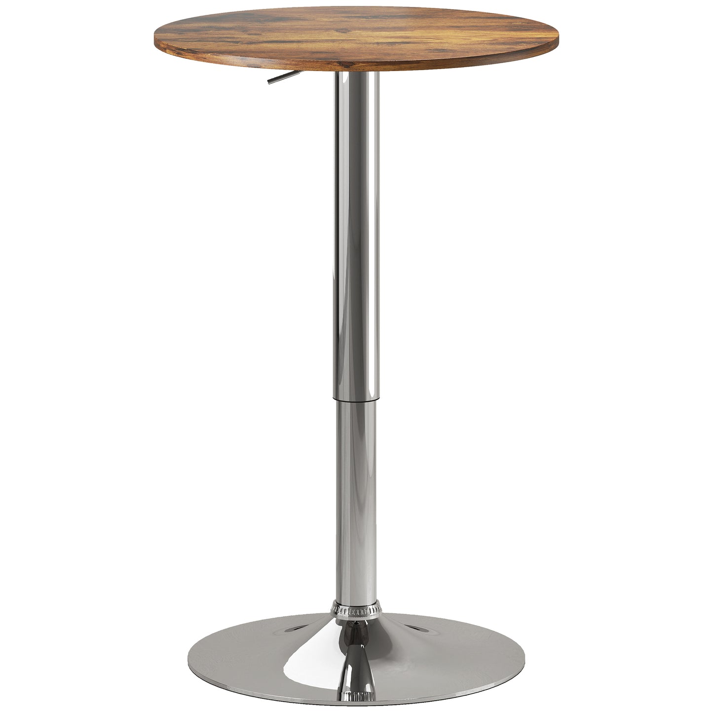 Round Bar Table, 360 Degree Swivel Counter Pub Table with Adjustable Height, for Kitchen, Cafe, Rustic Brown