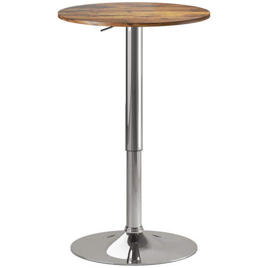 Round Bar Table, 360 Degree Swivel Counter Pub Table with Adjustable Height, for Kitchen, Cafe, Rustic Brown