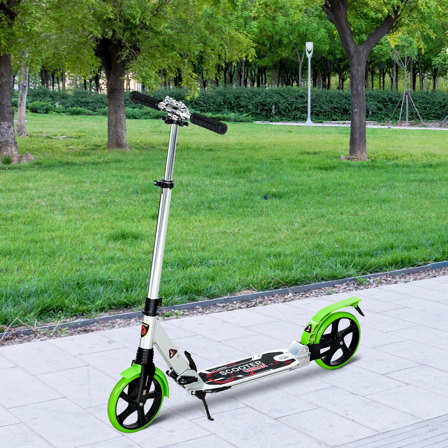 Folding Kick Scooter, Adjustable Ride On Scooter with 200mm Big Wheels and Double Shock Absorption