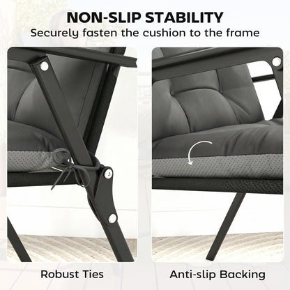 Patio Chair Cushions Set of 4, Waterproof Non-Slip Lounge Chair Cushions, 112x53cm, Dark Grey