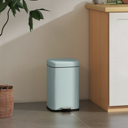 20L Modern Boxy Metal Home Kitchen Bin - Light Green