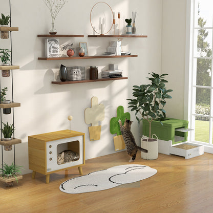 Hooded Cat Litter Box, Portable Pet Toilet, with Scoop, Front Entry - Emerald Green