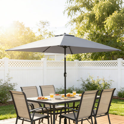 Garden Parasol, Parasol Umbrella with Crank Handle, Tilt Function, Polyester Canopy, Light Grey
