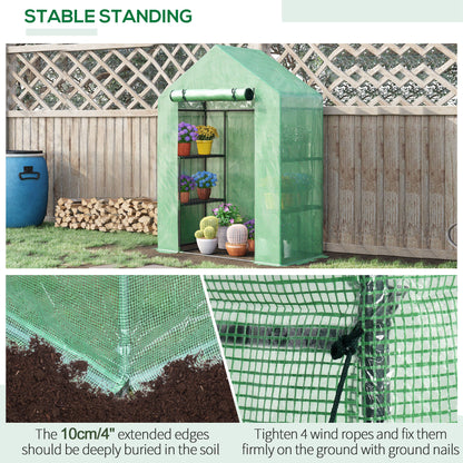 Walk In Greenhouse with Shelves, Portable Gardening Plant Grow House for Outdoor with 2 Tier Shelf, Roll-Up Zippered Door