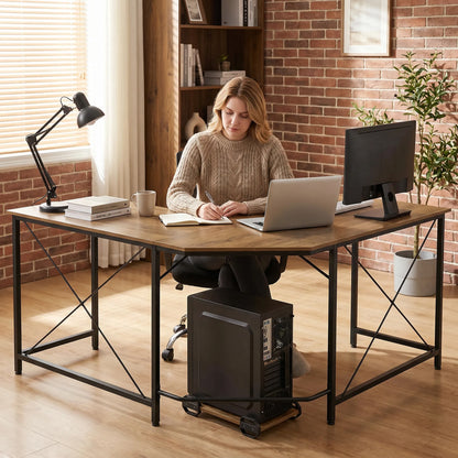 Corner L-Shape Computer Desk PC Workstation Writing Gaming Table Home Office