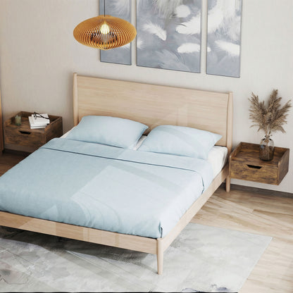 Floating Nightstands Set of 2, Wall Mounted Bedside Table with Drawer for Bedroom, Rustic Brown