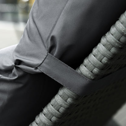 Set of 2 Sun Lounger Cushions, Replacement Cushions for Rattan Furniture with Ties, 196 x 55 cm, Cushion ONLY, Dark Grey