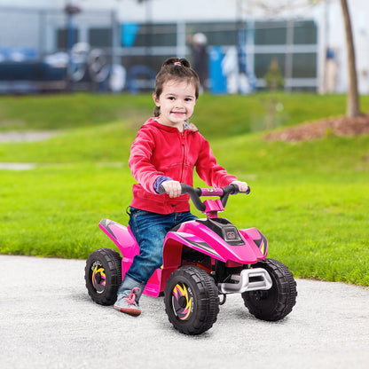 6V Kids Electric Ride on Car ATV Toy Quad Bike Four Big Wheels w/ Forward Reverse Functions Toddlers for 18-36 Months Old Pin