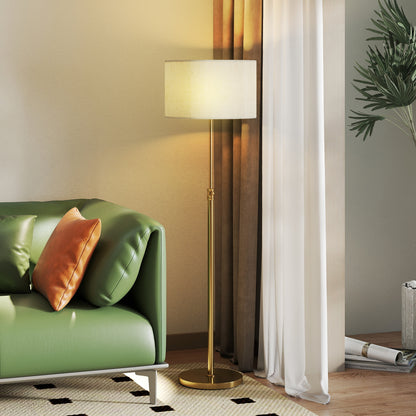 Floor Lamp with Remote, Height Adjustable Standing Lamp with Linen Shade
