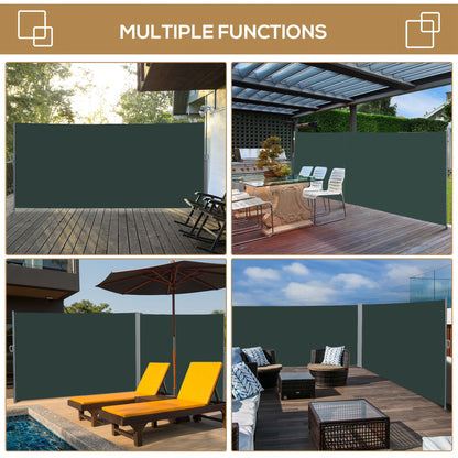 3x2m Retractable Sun Side Awning Screen Fence Patio Garden Wall Balcony Screening Panel Outdoor Blind Privacy Divider, Grey