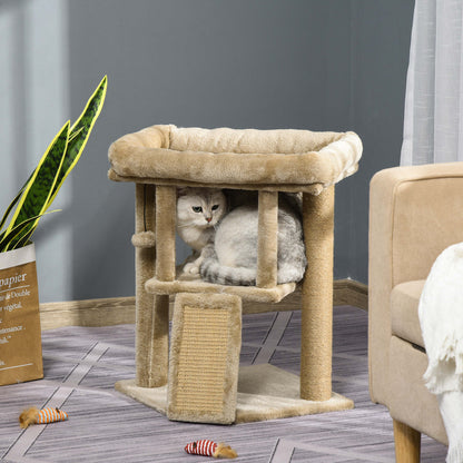 Cat Tree Tower for Indoor Cats Cat Scratching Post Climbing Activity Centre w/Jute Scratching Pad, Toy Ball, Cat House