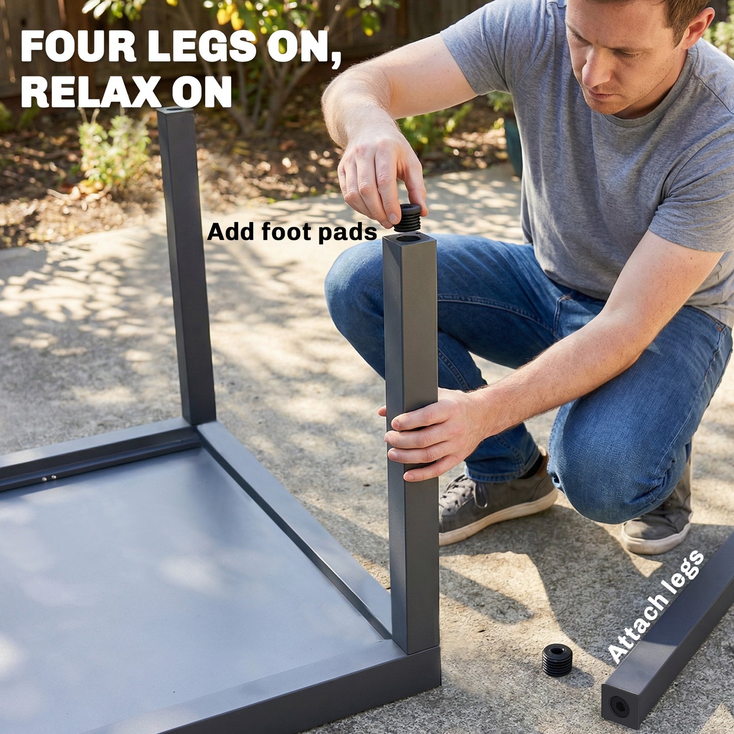 Extending Garden Table for 6-10, Aluminium Outdoor Dining Table with Tempered Glass Top, Grey