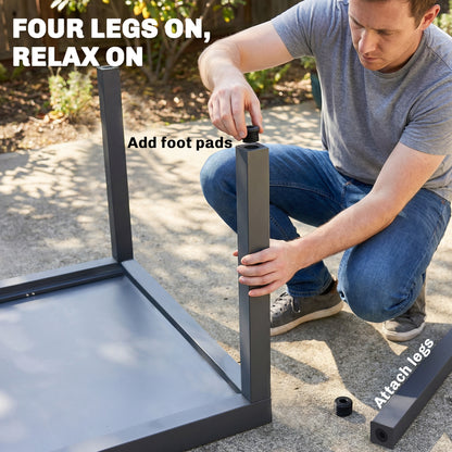 Extending Garden Table for 6-10, Aluminium Outdoor Dining Table with Tempered Glass Top, Grey