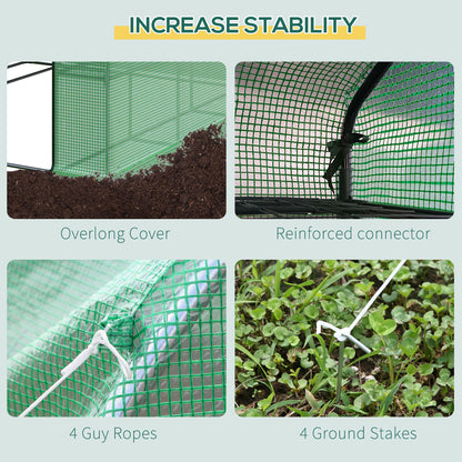 Walk-in Greenhouse with 4 Tier 24 Shelves, Portable Grow House with Roll-up Zipped Door, 244 x 180 x 210cm, Green