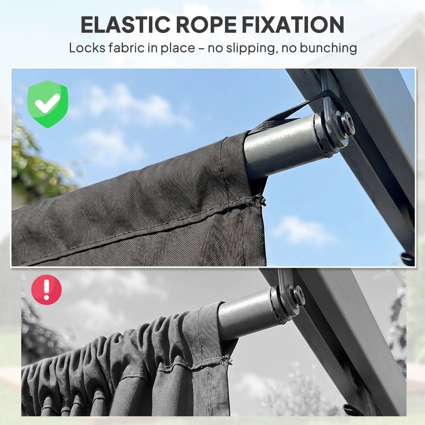 Retractable Pergola Cover, 2.55 x 2.5 m Replacement Canopy Fabric for 3 x 3 m Frame, Roof Top Only, Dark Grey