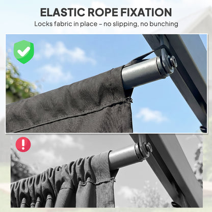 Retractable Pergola Cover, 2.55 x 2.5 m Replacement Canopy Fabric for 3 x 3 m Frame, Roof Top Only, Dark Grey