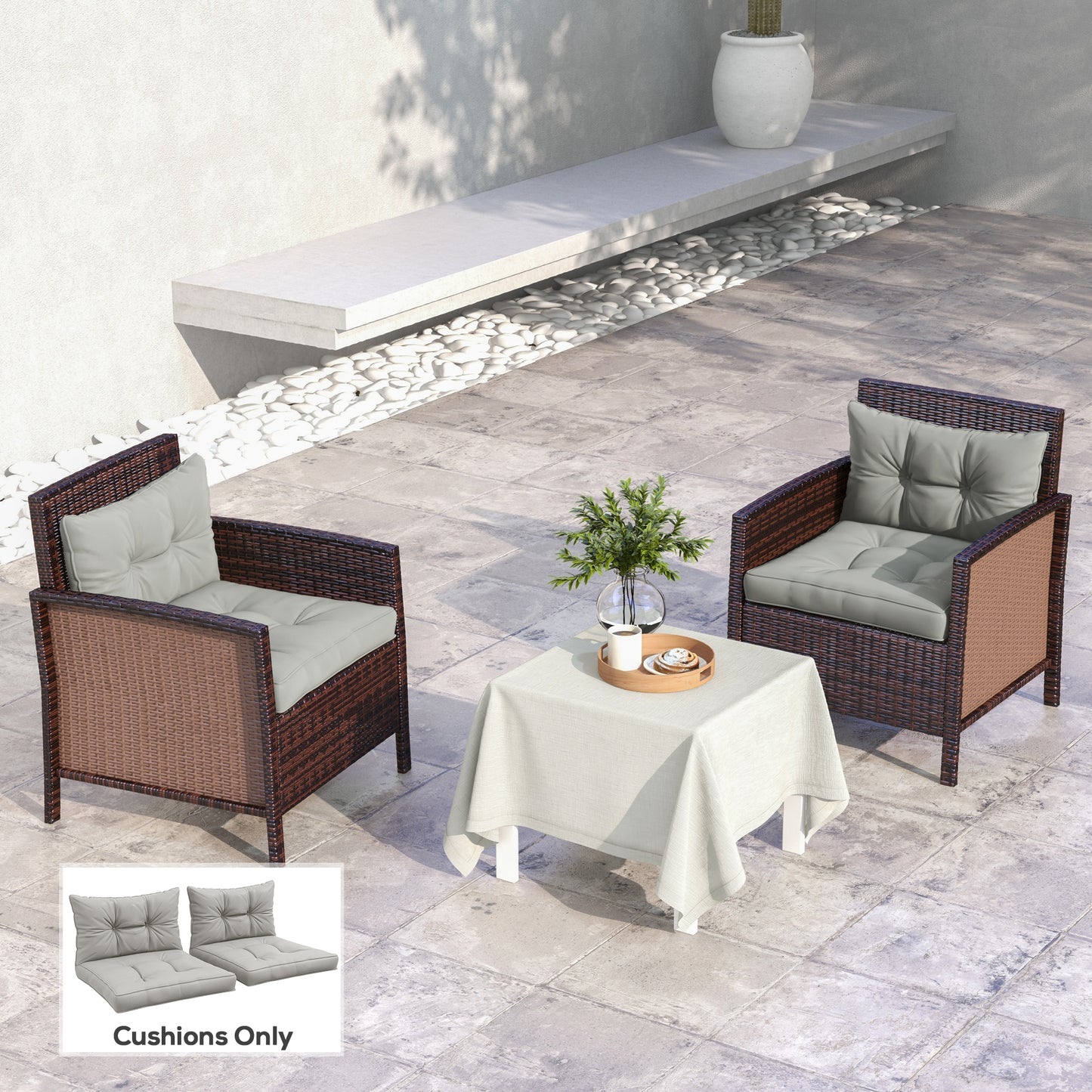 4-Piece Seat Cushions Back Pillows Replacement, Patio Chair Cushions Set for Indoor Outdoor, Light Grey
