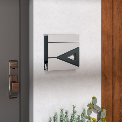 Wall Mounted Post Box with Viewing Window, 2 Lock, Modern Galvanised Steel Mailbox with Copper Core