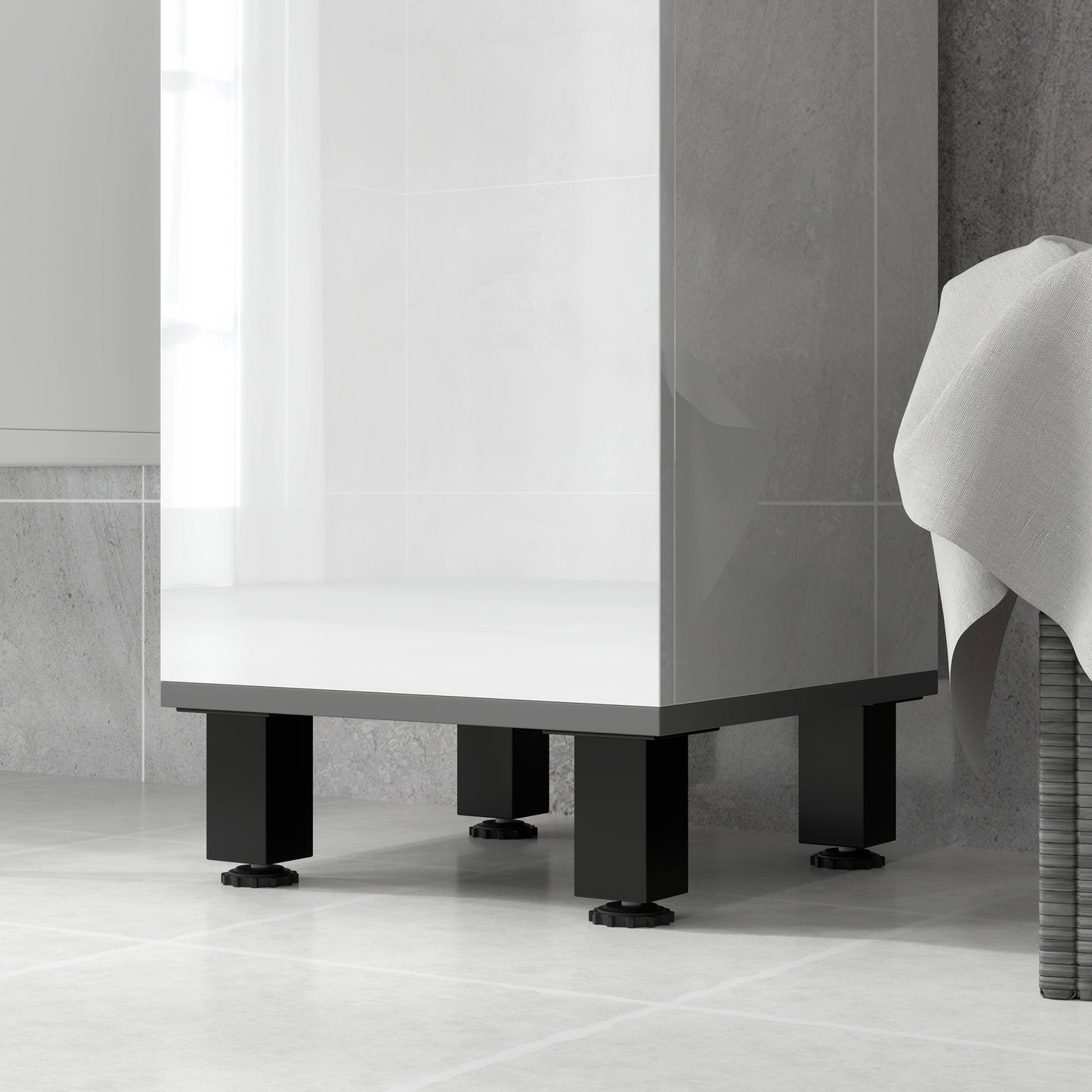 190cm Slim Bathroom Storage Cabinet - White