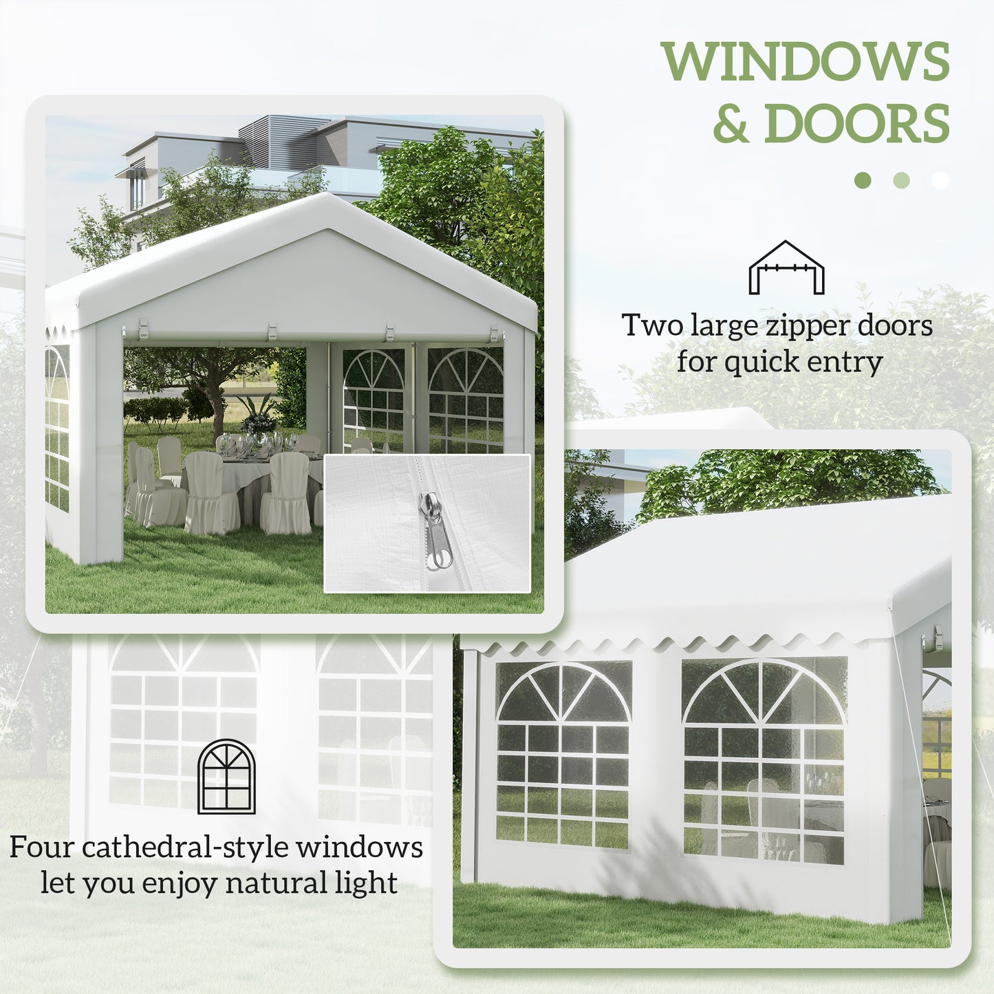 4m x 4m Marquee Party Tent, Heavy Duty Wedding Canopy with Sidewalls, Doors, Windows