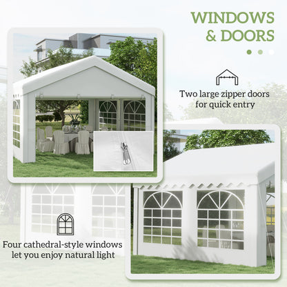 4m x 4m Marquee Party Tent, Heavy Duty Wedding Canopy with Sidewalls, Doors, Windows