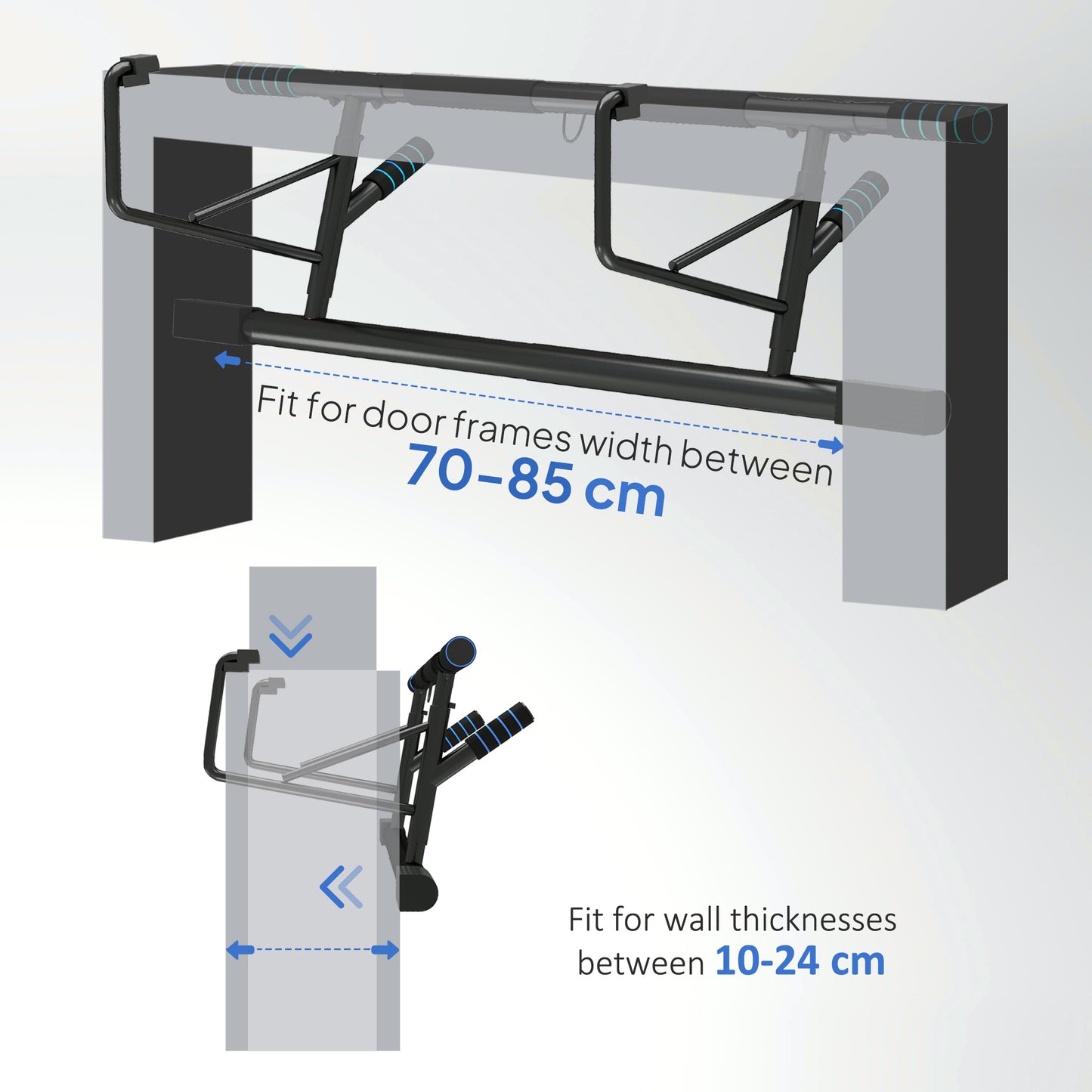 Pull-Up Bar, No-Drilling Chin-Up Bar, Push-Up Stand with Resistance Bands, Padded Handles for Home Gym Exercise, Blue