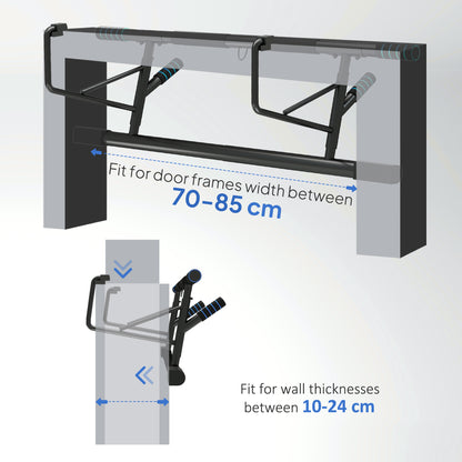 Pull-Up Bar, No-Drilling Chin-Up Bar, Push-Up Stand with Resistance Bands, Padded Handles for Home Gym Exercise, Blue