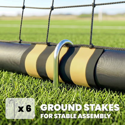 Football Goal, 8 x 5ft Portable Football Net with EPE Foam Padding, PVC Tube Covers Ground Stakes and Metal Frame