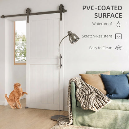 183cm Sliding Barn Door Kit, Sliding Door with Track, Hardware, Upgraded Rollers and Floor Guide, Handle, White