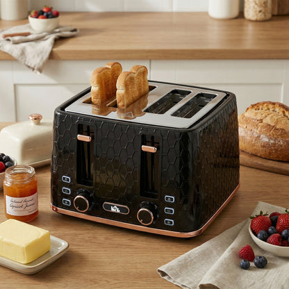 4 Slice Toaster with 7 Browning Levels, High Lift, Reheat/Defrost/Cancel, Self-centring Function, Removable Crumb Tray