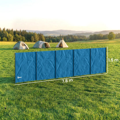 Camping Windbreak, Foldable Portable Wind Blocker w/ Carry Bag and Steel Poles, 780cm x 150cm