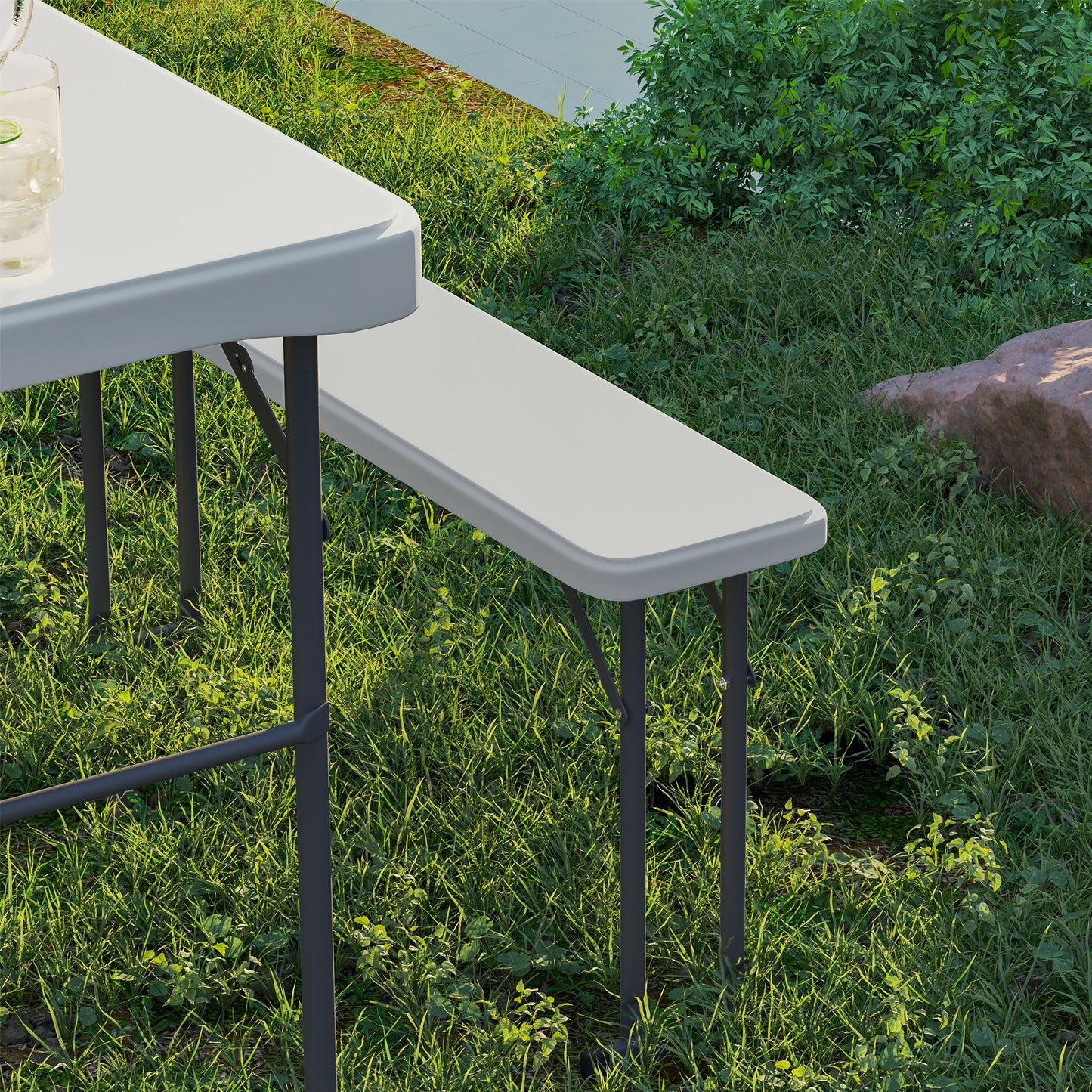 Three-Piece Folding Picnic Table and Bench Set - White