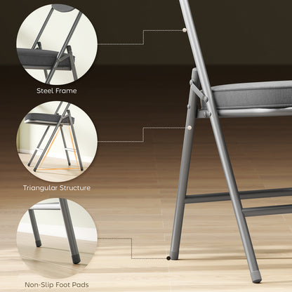 Set of Four Folding Corduroy Seat Chairs - Grey