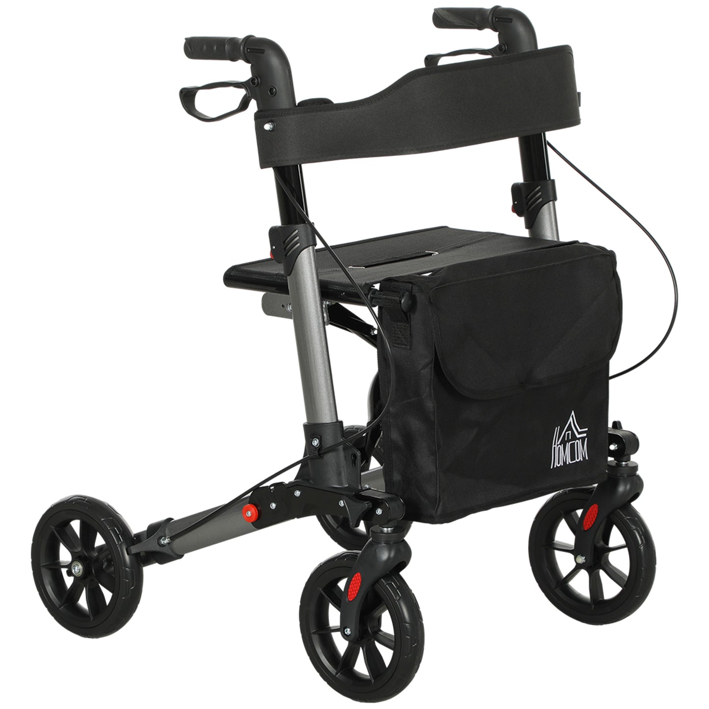 Rollator Walker with Seat, Compact Quick Folding Mobility Walker with 8" Wheels, Carry Bag, Adjustable Height