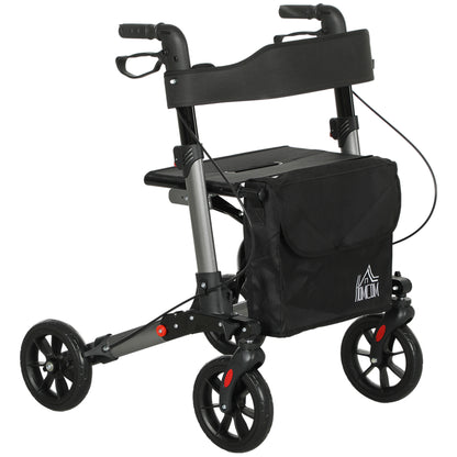 Rollator Walker with Seat, Compact Quick Folding Mobility Walker with 8" Wheels, Carry Bag, Adjustable Height
