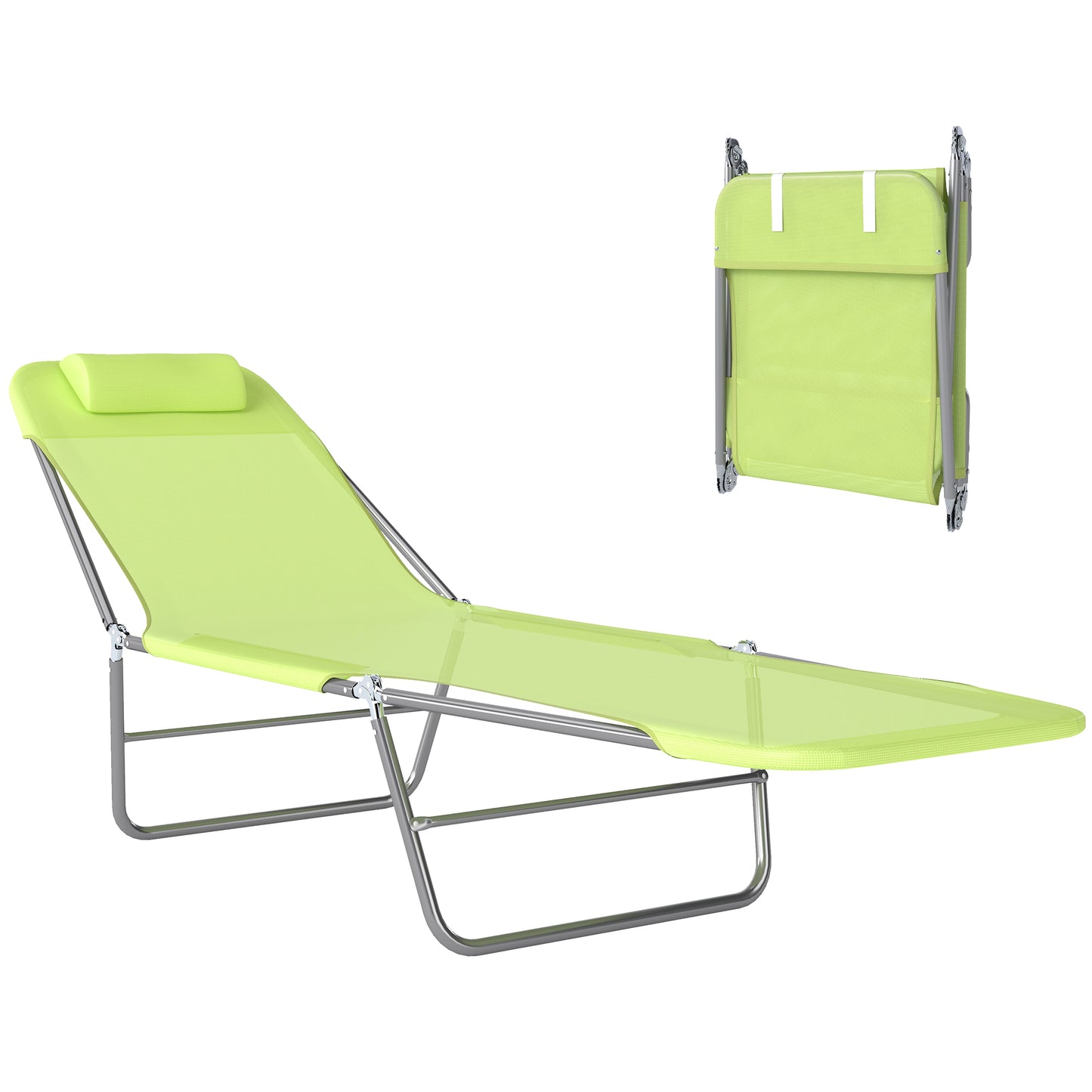 Single Folding Sun Lounger - Green