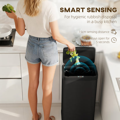 45L Kitchen Sensor Bin - Black