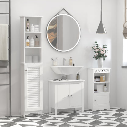 Tall Bathroom Cabinet, Freestanding Slim Bathroom Storage Unit with Adjustable Shelves and Shutter Door