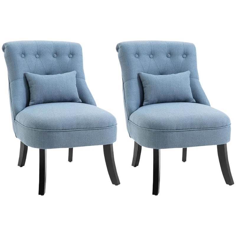 Fabric Upholstered Single Tub Chair with Pillow - Set of 2