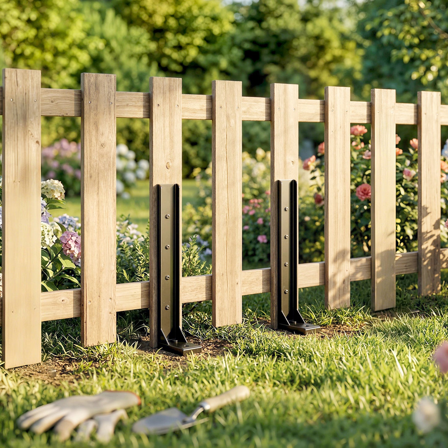 2 Pack Fence Post Repair Kit, 81 cm Metal Fence Post Support with Drill, Garden Ground Spikes for Broken Gate, Posts