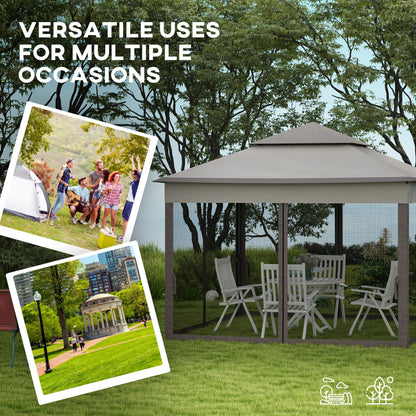 3.25 x 3.25m Pop Up Gazebo, Double-roof Garden Tent with Netting and Carry Bag, Party Event Shelter for Outdoor Patio