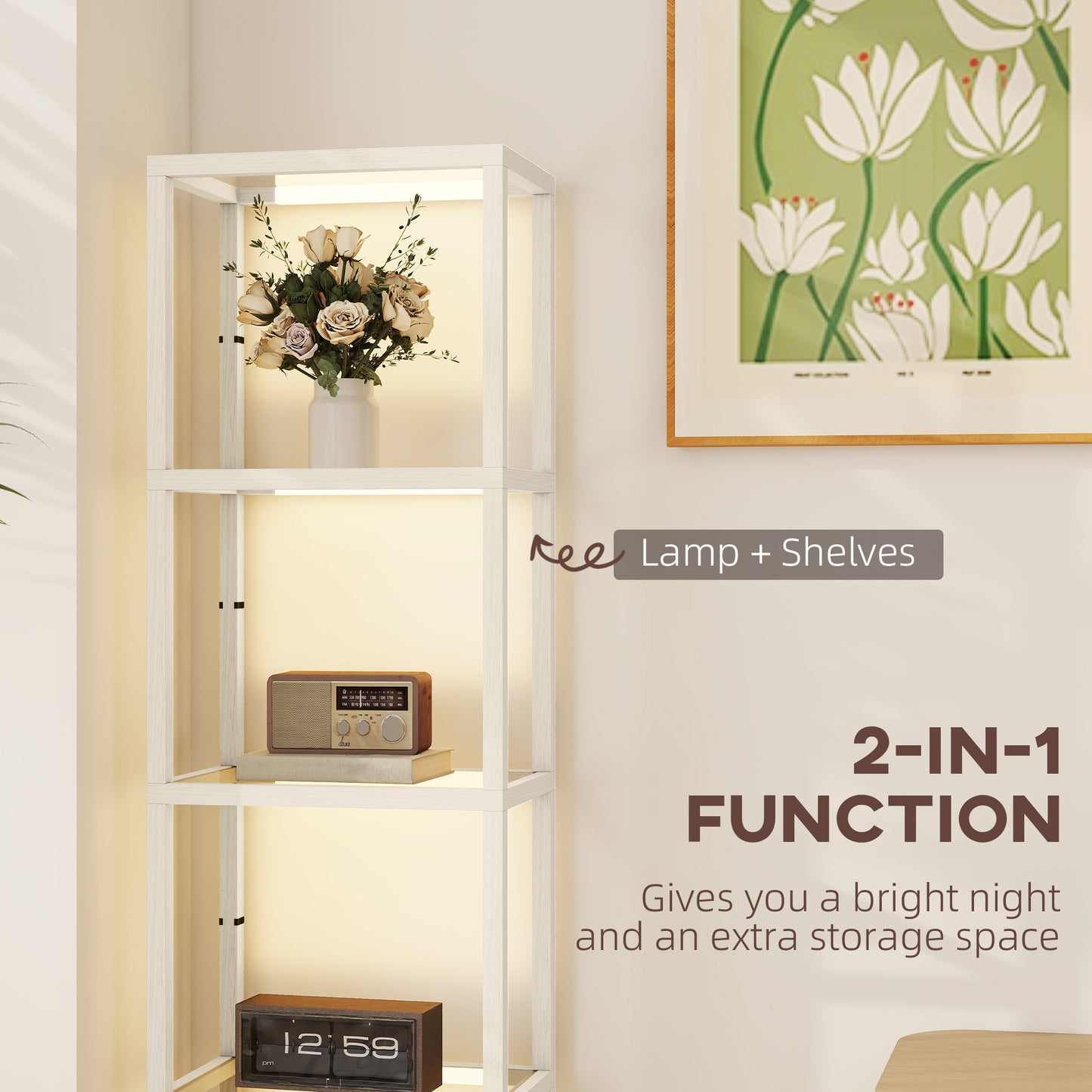 Four-Shelf Floor Lamp - Bleached Oak