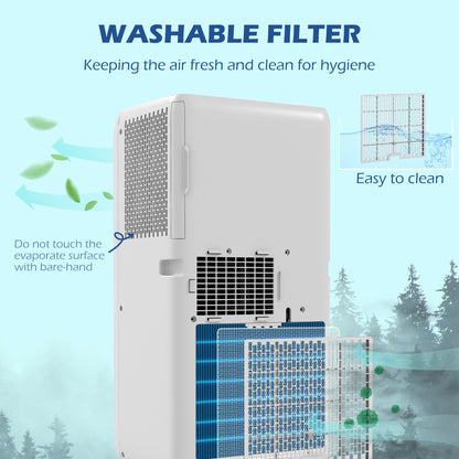 7,000 BTU Mobile Air Conditioner for Room up to 26m², with Dehumidifier, 24H Timer, Wheels, Window Mount Kit