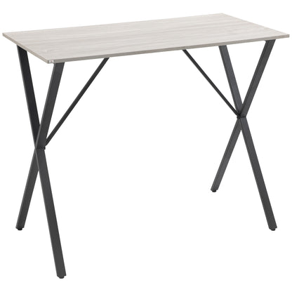 120 cm Rectangular Bar Table for 4 People, Modern Breakfast Bar Table with Wood Effect Tabletop, Steel Legs